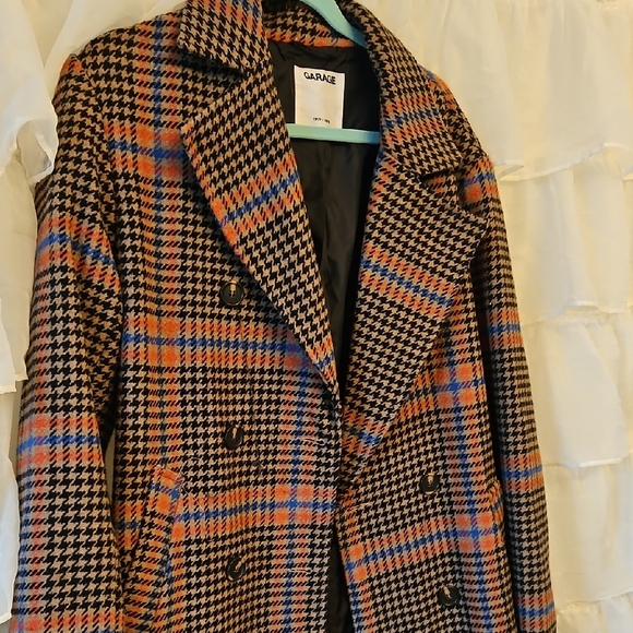 GARAGE Plaid Longline Coat - Brown and Black - Picture 2 of 3